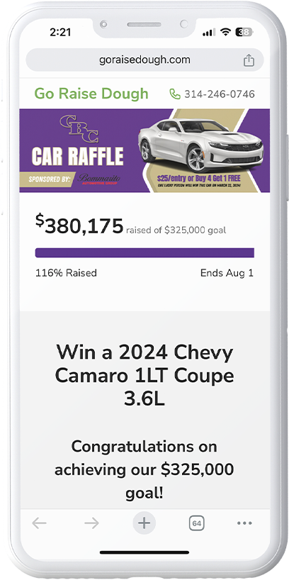 phone showing mega raffle online tracking