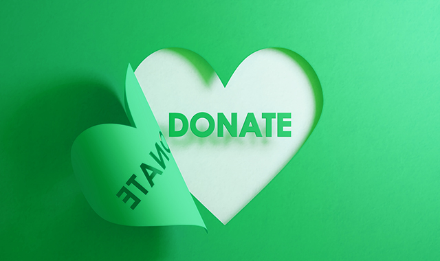 green background with a hear that says "Donate"